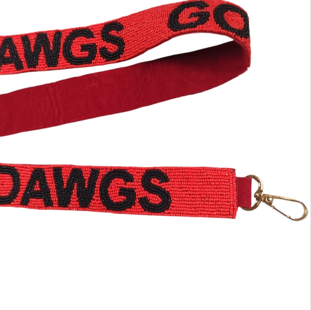 Beaded Go Dawgs Game Day Strap Red 46" Long